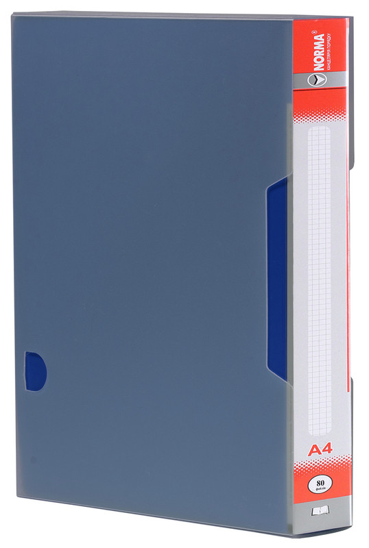 Папка з файлами NORMA (5030-06N), PP, А4, синя, 800/25 мкм, 80 файлів+бокс